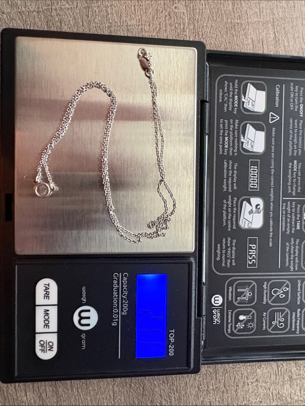 14K White Gold Diamond Bezel Necklace